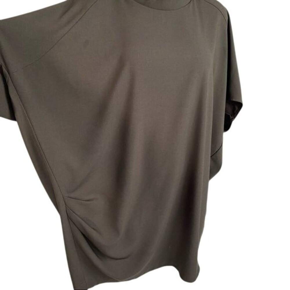 Mock Neck Oversized Tunic T-Shirt Dress Dark Gray Short Sleeve Relaxed Fit - Picture 4 of 9